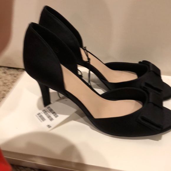 NWT Black open toe heels w/ bow H&M size: 7 - Picture 5 of 8